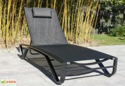 Bain De Soleil En Aluminium Et Textilène - Figari -Abriet Mobilier Soldes Boutique transat figari noir terrasse