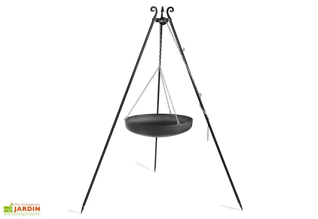 Trépied 180 Cm Et Wok Acier Brut Pour Braséro 1 Trépied 180 Cm Et Wok Acier Brut Pour Braséro