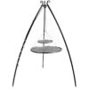 Trépied 200 Cm Et 2 Grilles De Cuisson Ronde Acier Brut Pour Braséro