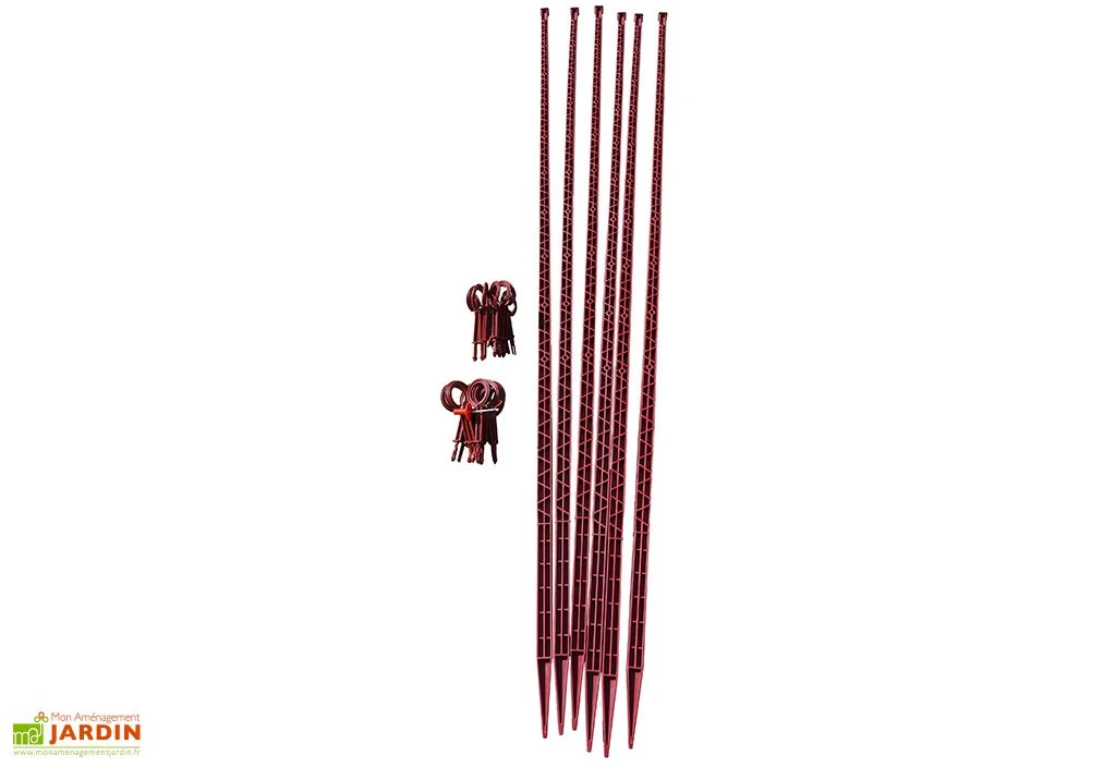 Tuteur Avec Attaches Mikado Cerise 150 Cm (Lot De 6) 1 Tuteur Avec Attaches Mikado Cerise 150 Cm (Lot De 6)
