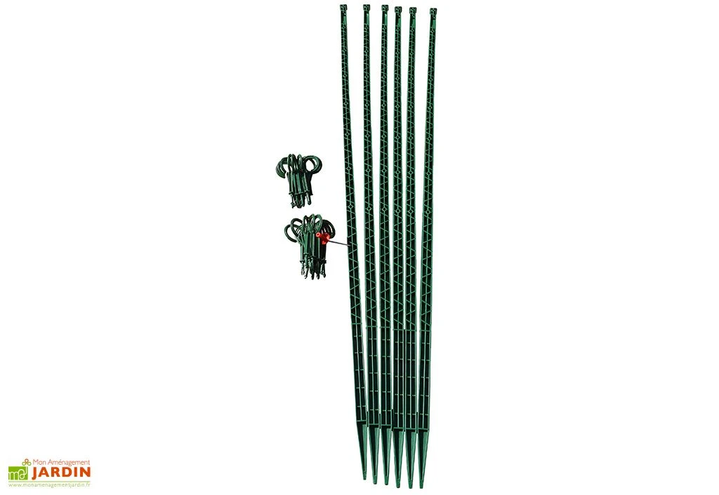 Tuteur Avec Attaches Mikado Vert Foncé 150 Cm (Lot De 6) 1 Tuteur Avec Attaches Mikado Vert Foncé 150 Cm (Lot De 6)
