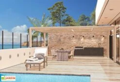 Cuisine Extérieure En Bois Et Aluminium 282 X 61 Cm Urban 8 Cuisine Extérieure En Bois Et Aluminium 282 X 61 Cm Urban -Abriet Mobilier Soldes Boutique vue globale