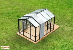 Serre De Jardin En Bois Et Verre Trempé Avec Panneaux Occultants – Hortensia -Abriet Mobilier Soldes Boutique vue haut serre jardin bois verre trempe stali