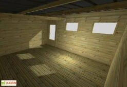 Abri De Jardin En Bois De Pin Traité Avec Auvent Et Plancher – 32,3 M² -Abriet Mobilier Soldes Boutique vue interieur abri jardin bois avec plancher