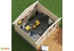 Abri De Jardin En Bois D’épicéa Brut Juno 13,9 M² -Abriet Mobilier Soldes Boutique vue interieure abri jardin bois brut tana 13m2